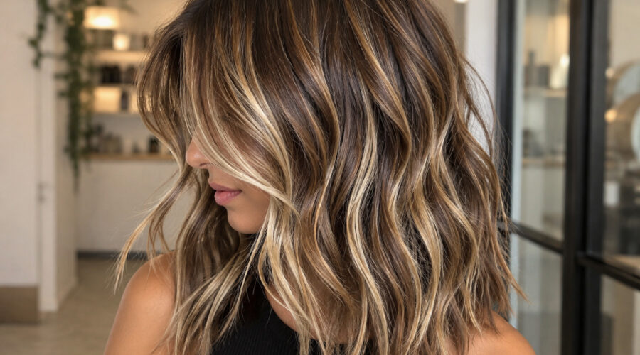 mèches blondes sur cheveux chatains