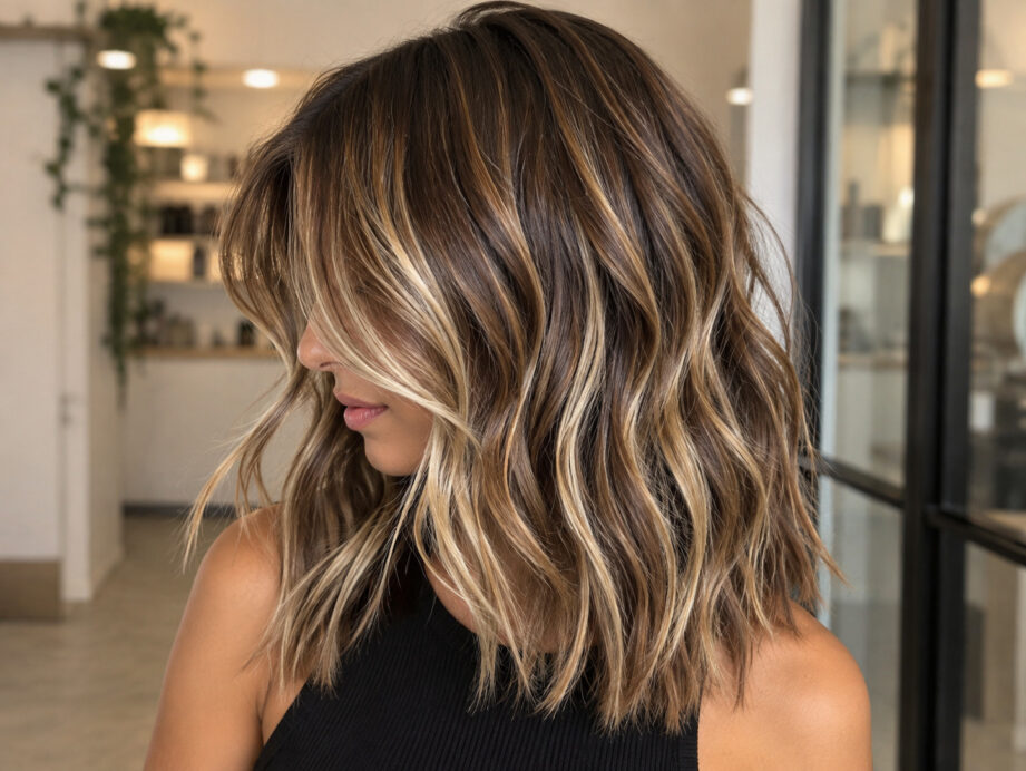 mèches blondes sur cheveux chatains